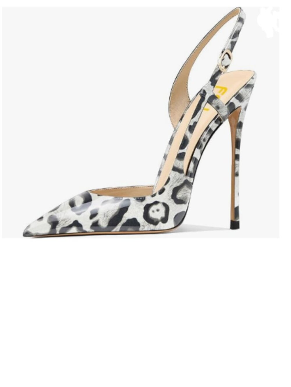FSJ White Tiger Stripes Women's Pointed Toe D'Orsay High Heel Slingback Pumps